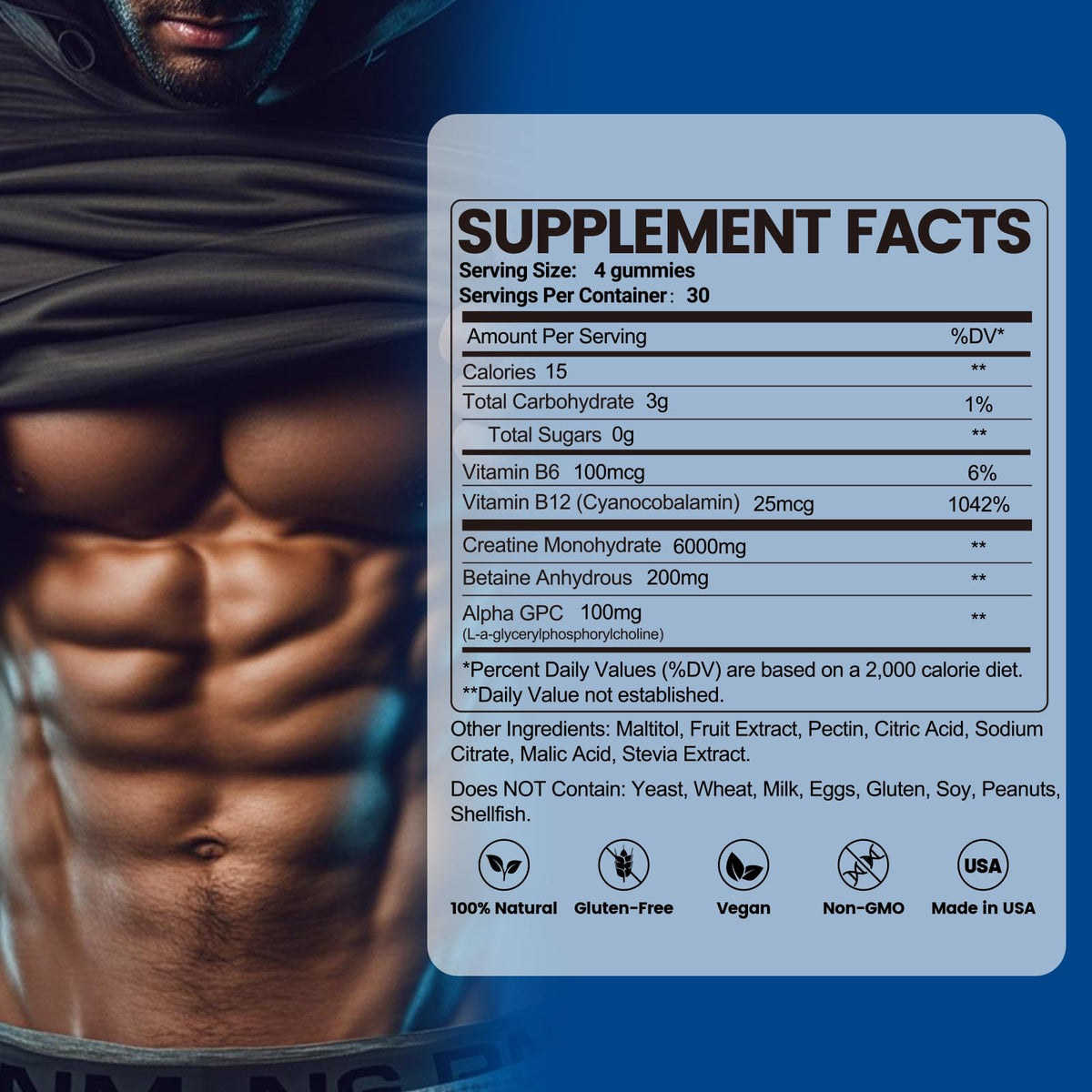 inGreens Creatine Monohydrate Gummies 6g per Serving, Sugar Free Creatine Supplements for Men & Women, Chewable Creatine for Muscle Growth, Strength, Energy - PrimeBioHealth - canada supplements