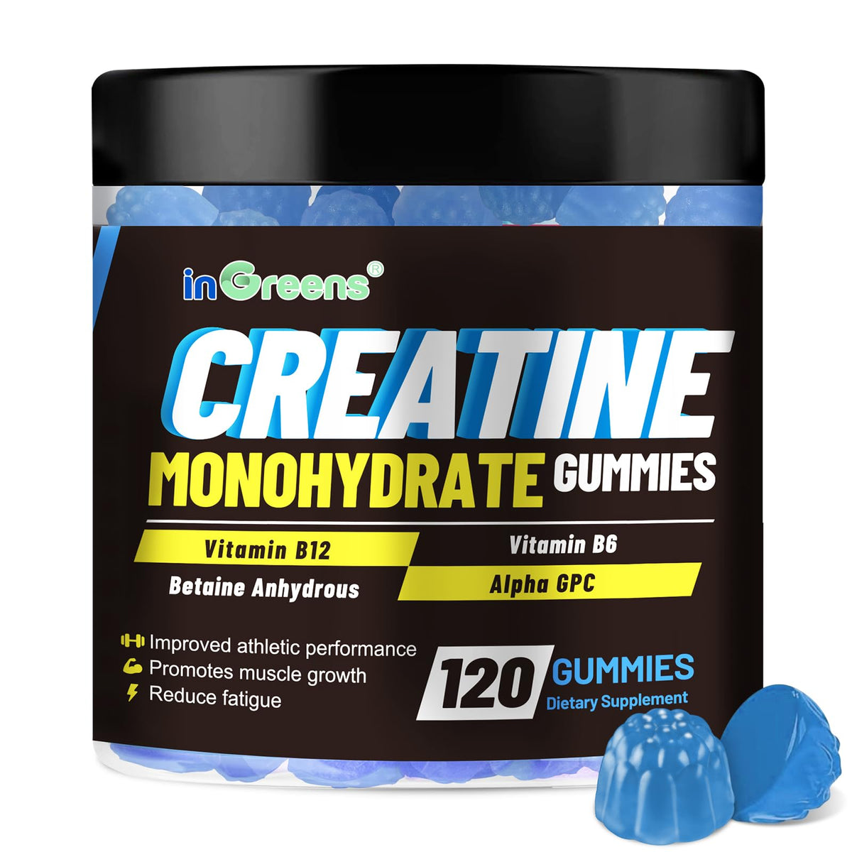 inGreens Creatine Monohydrate Gummies 6g per Serving, Sugar Free Creatine Supplements for Men & Women, Chewable Creatine for Muscle Growth, Strength, Energy - PrimeBioHealth - canada supplements