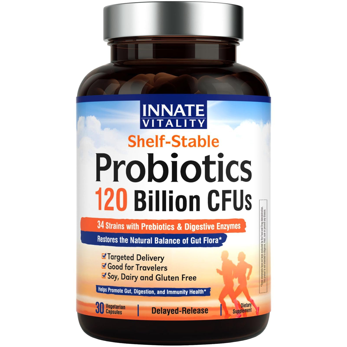 Innate Vitality Probiotics 120 Billion CFUs for Men & Women, 34 Strains with Prebiotics & Digestive Enzymes, Immune & Digestive Health - PrimeBioHealth - canada supplements