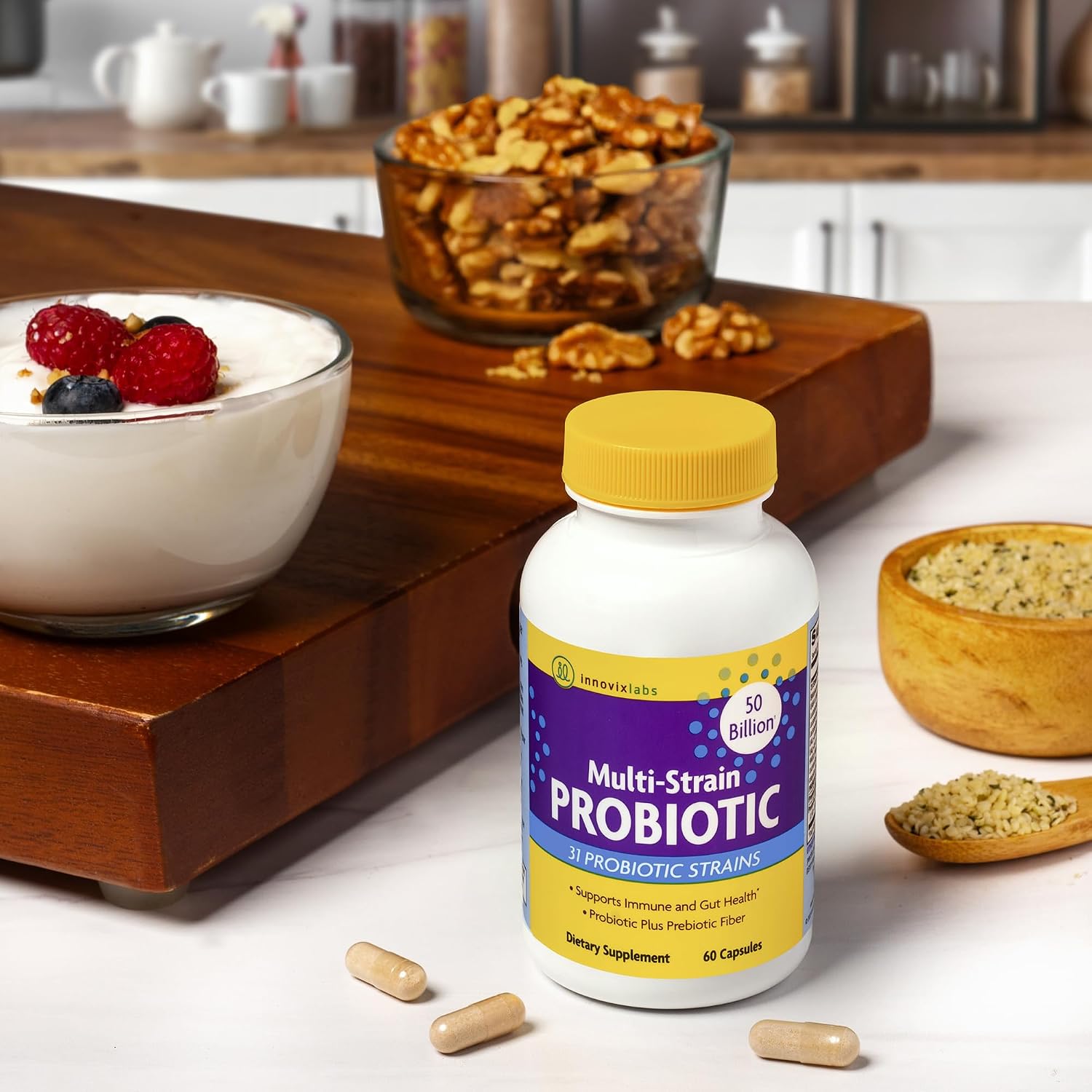 InnovixLabs Probiotic & Prebiotic Bundle Multi-Strain Probiotic (60 Time-Release Capsules) Prebiotic Fiber Powder (30-Day Supply). Boost Probiotic Growth for Gut and Immune Health.* - PrimeBioHealth - canada supplements