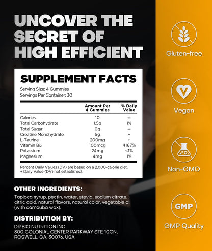 Instant Boost Creatine Monohydrate Gummies, Complex Formula with Real 5000mg Creatine, L-Taurine, B12, Mg & K, Pre-Workout Creatine for Women & Men to Support Energy - PrimeBioHealth - canada supplements