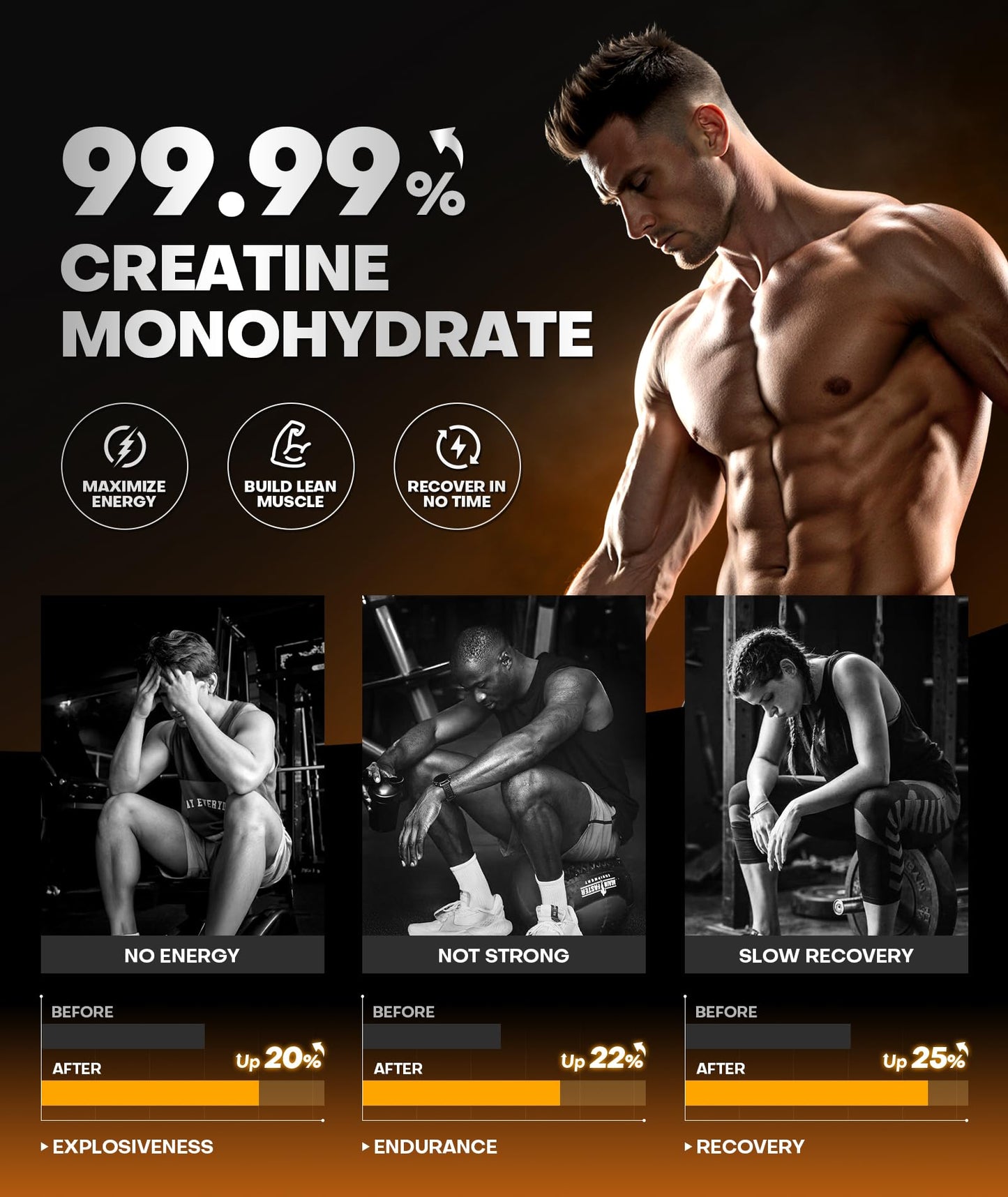 Instant Boost Creatine Monohydrate Gummies, Complex Formula with Real 5000mg Creatine, L-Taurine, B12, Mg & K, Pre-Workout Creatine for Women & Men to Support Energy - PrimeBioHealth - canada supplements