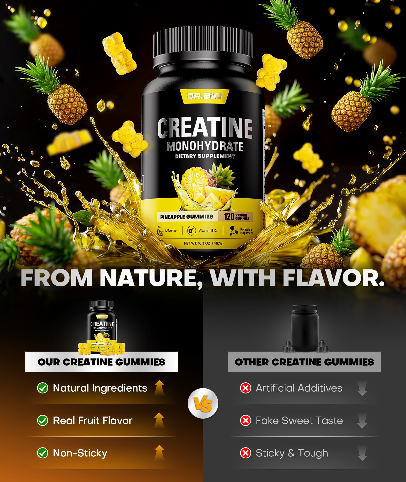 Instant Boost Creatine Monohydrate Gummies, Complex Formula with Real 5000mg Creatine, L-Taurine, B12, Mg & K, Pre-Workout Creatine for Women & Men to Support Energy - PrimeBioHealth - canada supplements