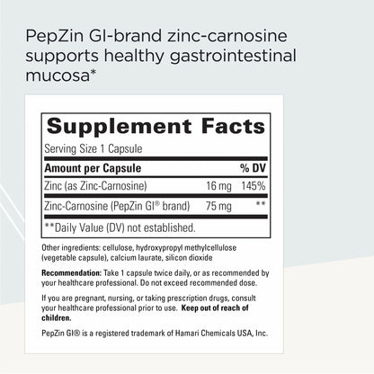 Integrative Therapeutics Zinc-Carnosine - Digestive & Gut Health Support* - GI Tract Support* - Supports Immune Health* - Easy-to-Swallow - PrimeBioHealth - canada supplements