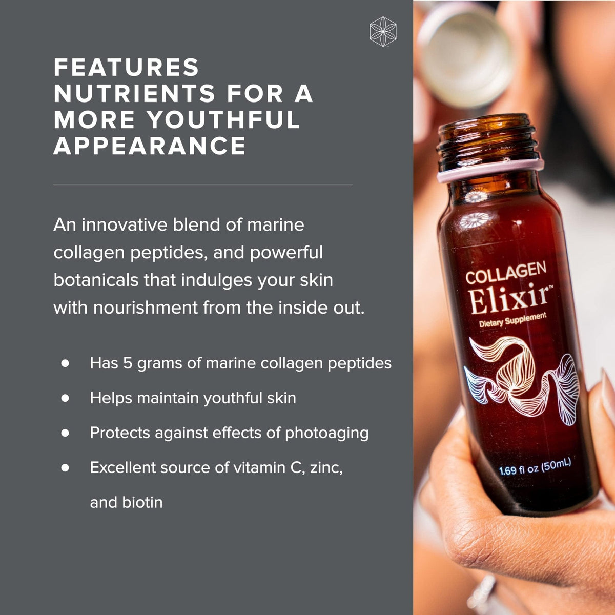 Isagenix Collagen Elixir - Drink with Marine Collagen Peptides - Support a Youthful Appearance with Vitamin C, Zinc & Biotin - 10 Bottles (1 Box) - PrimeBioHealth - canada supplements