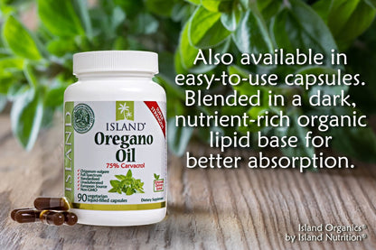 Island Nutrition, Oregano Oil Organic Liquid Drops - 100% Pure & Undiluted - USDA-Certified Organic (1 oz) 75% Carvacrol - PrimeBioHealth - canada supplements