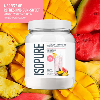 Isopure Clear Whey Isolate Protein Powder, Lactose Free, Gluten Free, Naturally Flavored, Tropical Punch, 20g Protein Per Serving, 14.1 Oz, 16 Servings (Packaging May Vary) - PrimeBioHealth - canada supplements