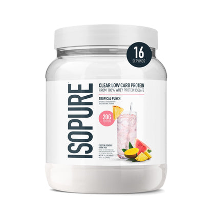 Isopure Clear Whey Isolate Protein Powder, Lactose Free, Gluten Free, Naturally Flavored, Tropical Punch, 20g Protein Per Serving, 14.1 Oz, 16 Servings (Packaging May Vary) - PrimeBioHealth - canada supplements