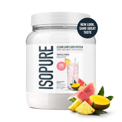 Isopure Clear Whey Isolate Protein Powder, Lactose Free, Gluten Free, Naturally Flavored, Tropical Punch, 20g Protein Per Serving, 14.1 Oz, 16 Servings (Packaging May Vary) - PrimeBioHealth - canada supplements