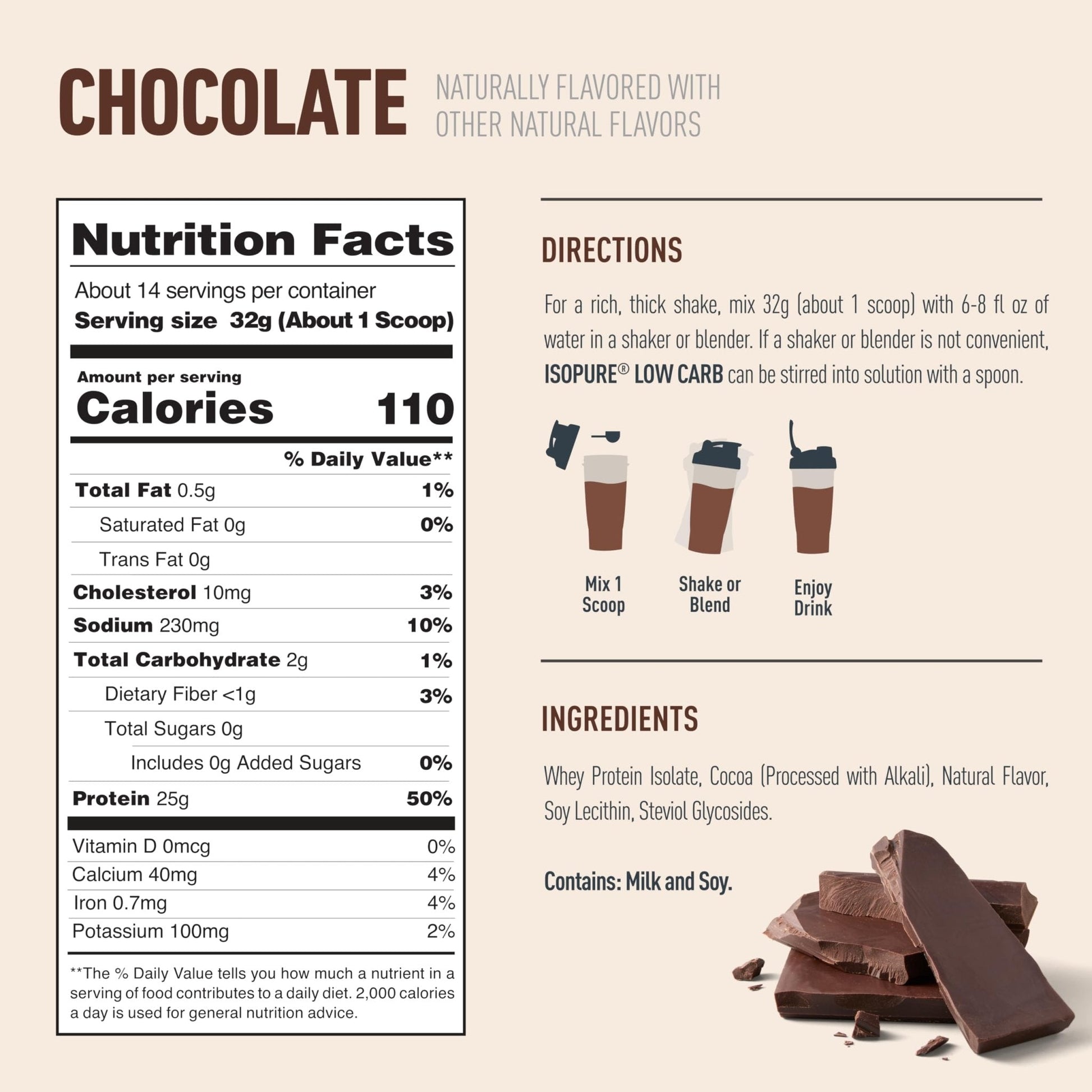 Isopure Low Carb 100% Pure Whey Isolate Protein Powder, Lactose Free, Gluten Free, With Vitamins, Dark Chocolate, 25g Protein Per Serving, 1 Lb, - PrimeBioHealth - canada supplements