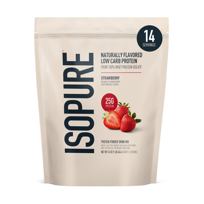 Isopure Low Carb 100% Pure Whey Isolate Protein Powder, Lactose Free, Gluten Free, With Vitamins, Strawberry, 25g Protein Per Serving, 1 Lb, 14 Servings (Packaging May Vary) - PrimeBioHealth - canada supplements