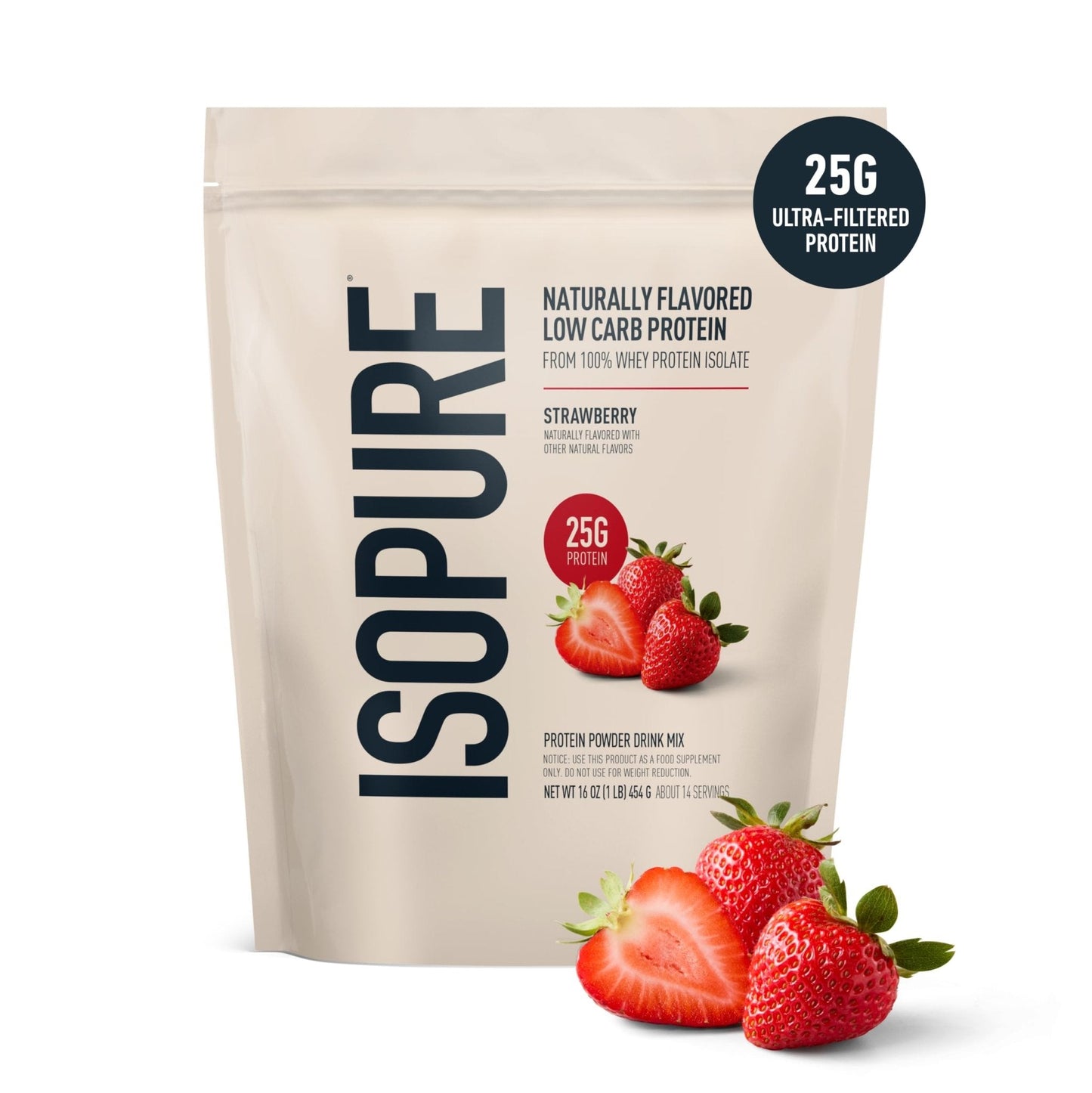 Isopure Low Carb 100% Pure Whey Isolate Protein Powder, Lactose Free, Gluten Free, With Vitamins, Strawberry, 25g Protein Per Serving, 1 Lb, 14 Servings (Packaging May Vary) - PrimeBioHealth - canada supplements