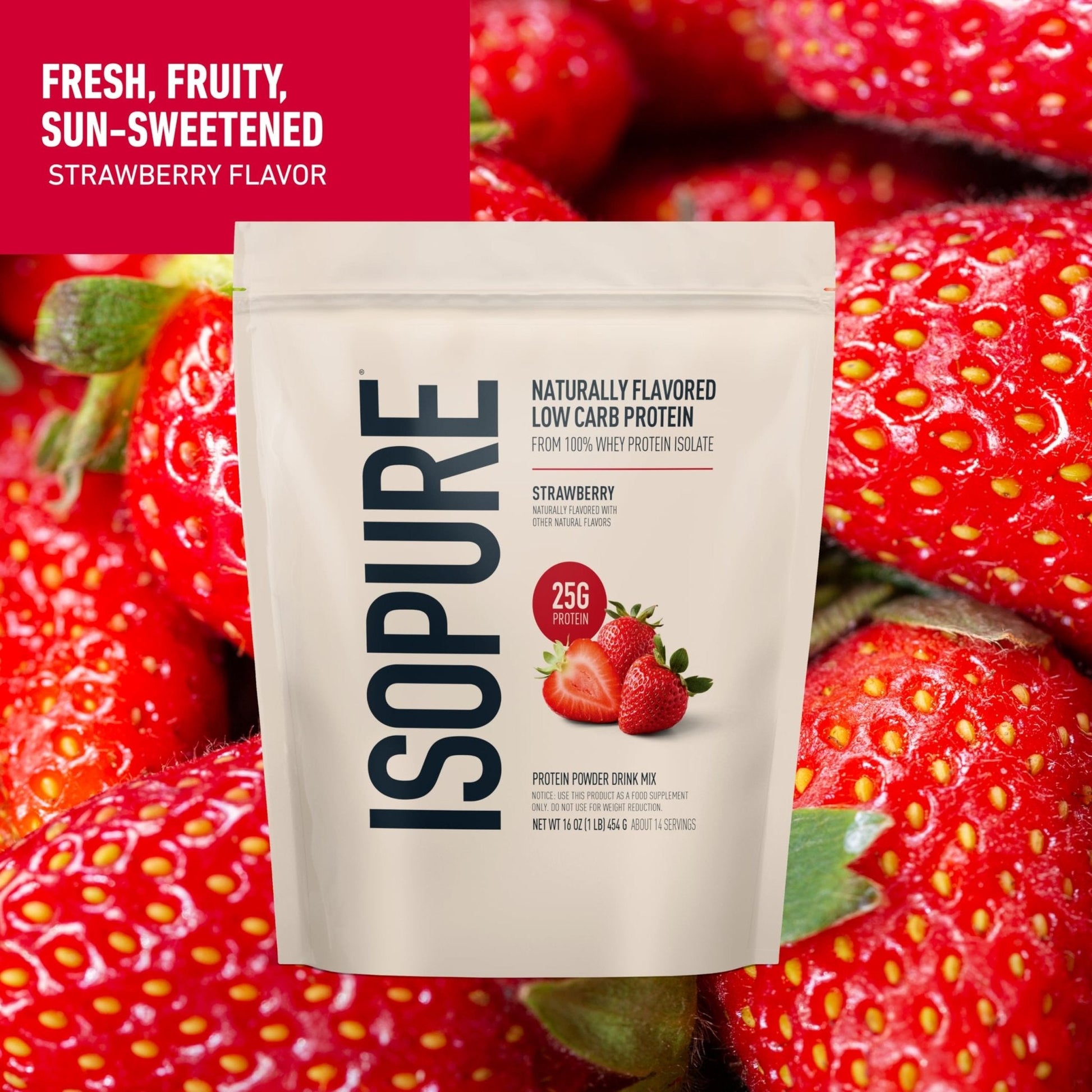 Isopure Low Carb 100% Pure Whey Isolate Protein Powder, Lactose Free, Gluten Free, With Vitamins, Strawberry, 25g Protein Per Serving, 1 Lb, 14 Servings (Packaging May Vary) - PrimeBioHealth - canada supplements