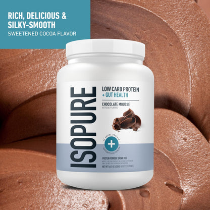 Isopure Protein + Gut Health & Immune Support Powder, Chocolate Mousse, 25g Whey Protein with Prebiotics & Vitamins, 12 Servings (Pack of 1) - PrimeBioHealth - canada supplements