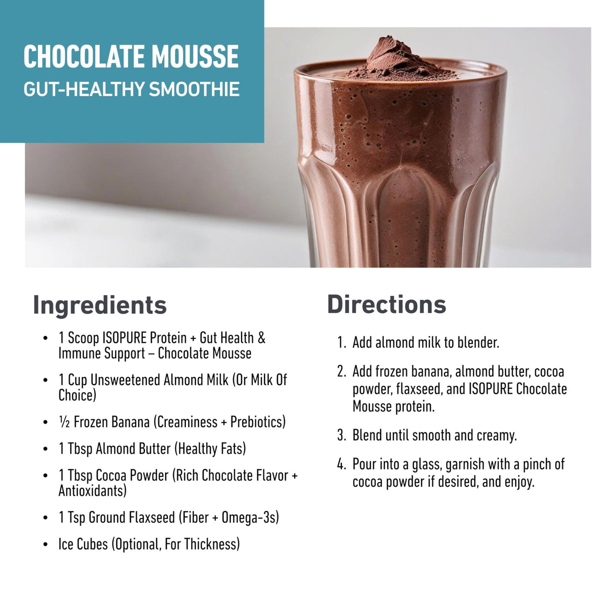 Isopure Protein + Gut Health & Immune Support Powder, Chocolate Mousse, 25g Whey Protein with Prebiotics & Vitamins, 12 Servings (Pack of 1) - PrimeBioHealth - canada supplements