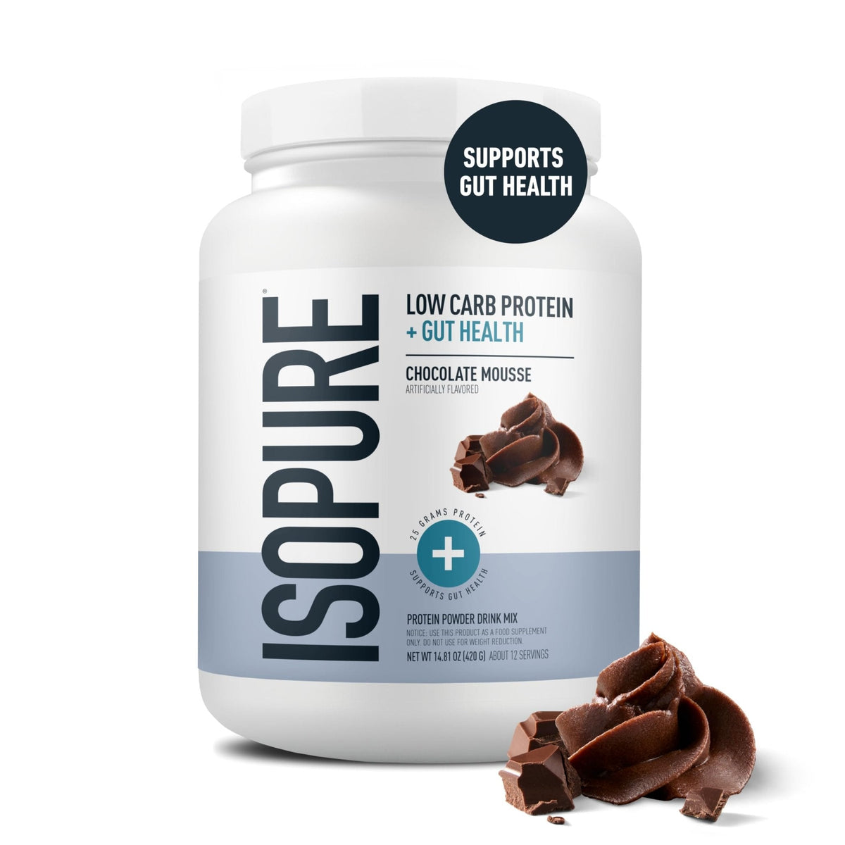 Isopure Protein + Gut Health & Immune Support Powder, Chocolate Mousse, 25g Whey Protein with Prebiotics & Vitamins, 12 Servings (Pack of 1) - PrimeBioHealth - canada supplements