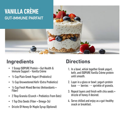 Isopure Protein + Gut Health & Immune Support Powder, Vanilla Crème, 25g Whey Protein with Prebiotics & Vitamins, 12 Servings (Pack of 1) - PrimeBioHealth - canada supplements