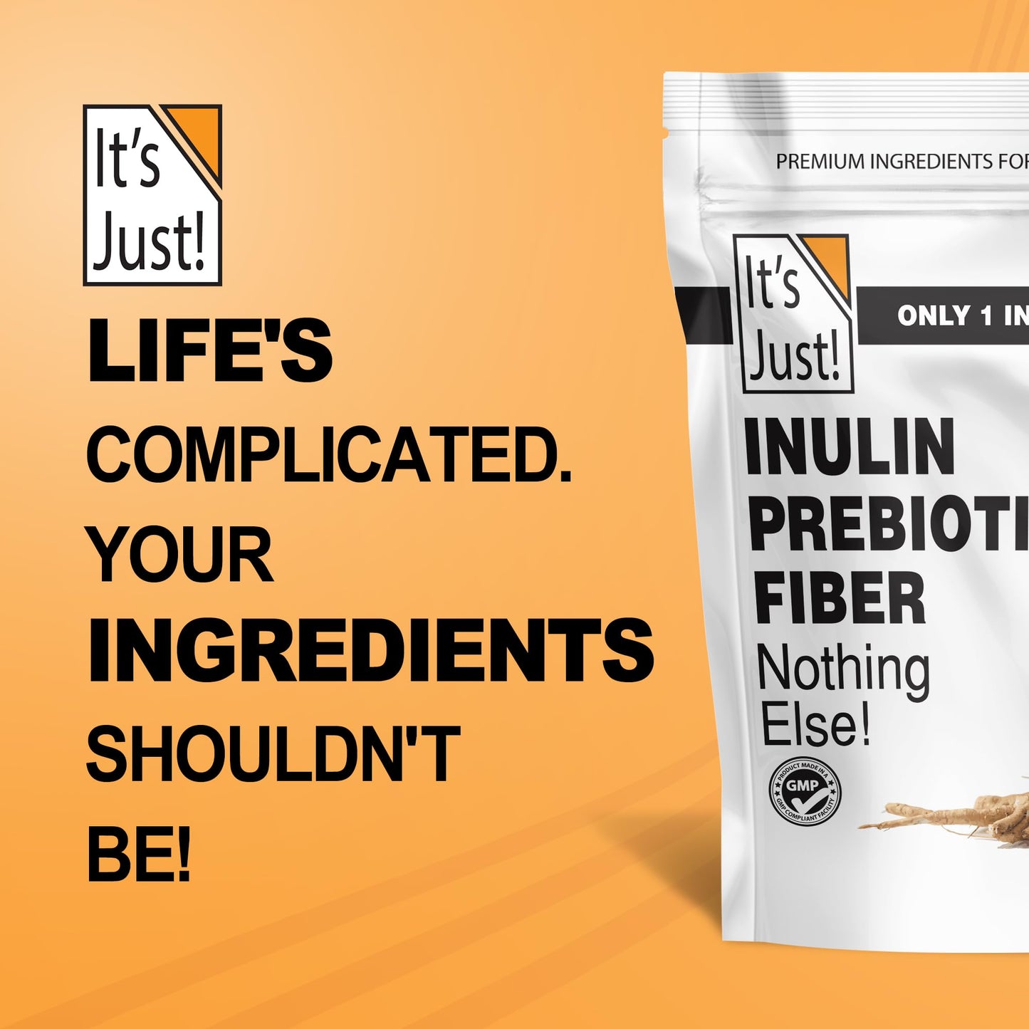 It's Just! - Inulin Prebiotic Fiber, Water Soluble, Chicory Root Powder, Promotes Gut Health, Made in USA, Product of Belgium, Vegan/Keto Friendly - PrimeBioHealth - canada supplements