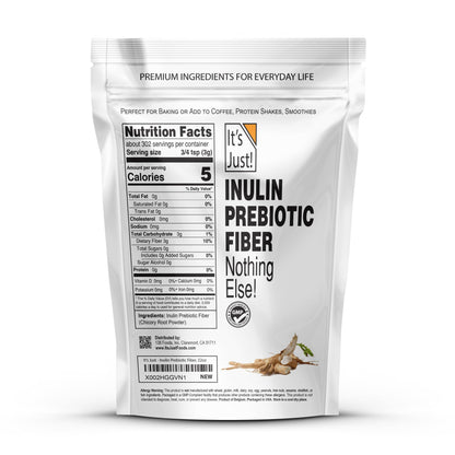 It's Just! - Inulin Prebiotic Fiber, Water Soluble, Chicory Root Powder, Promotes Gut Health, Made in USA, Product of Belgium, Vegan/Keto Friendly - PrimeBioHealth - canada supplements