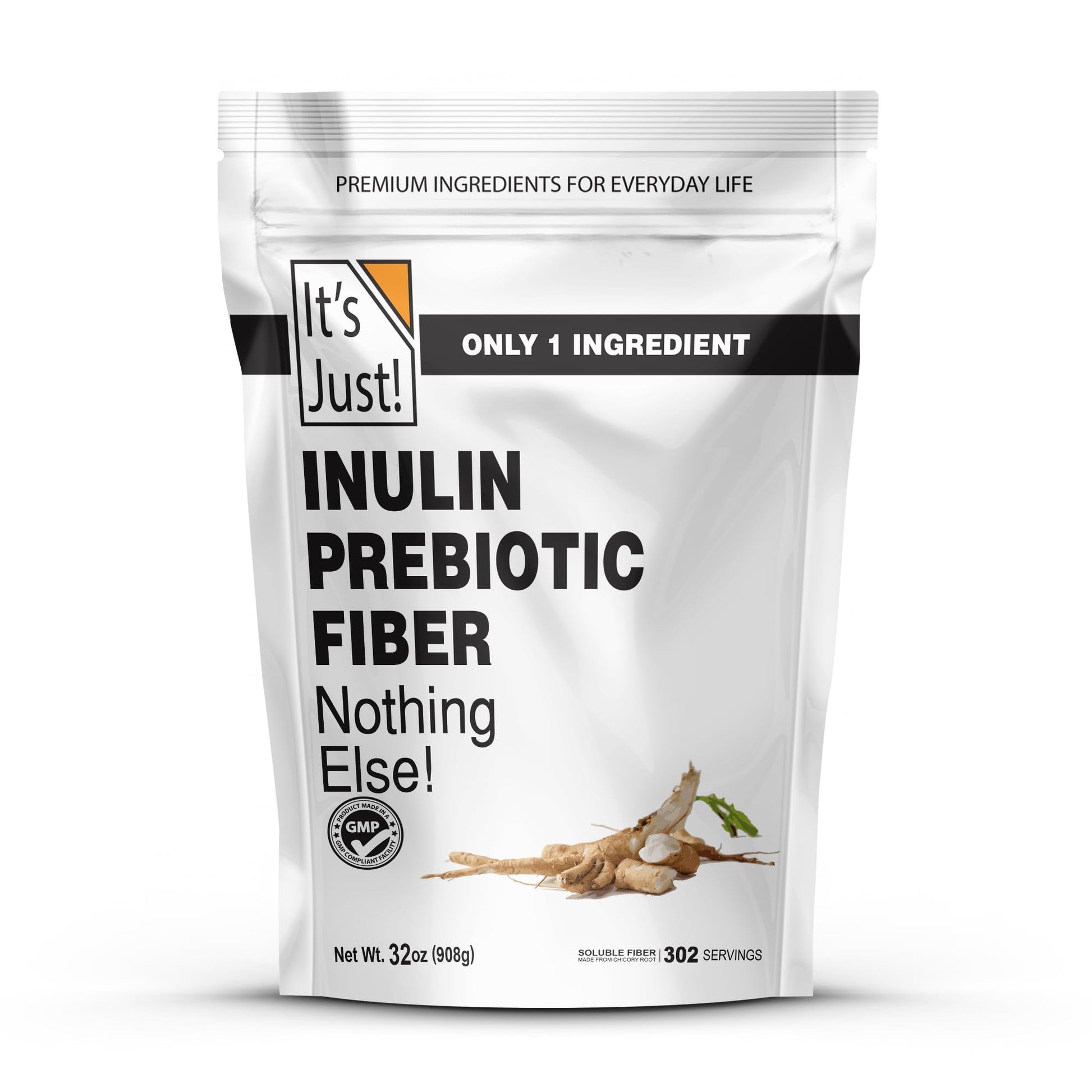 It's Just! - Inulin Prebiotic Fiber, Water Soluble, Chicory Root Powder, Promotes Gut Health, Made in USA, Product of Belgium, Vegan/Keto Friendly - PrimeBioHealth - canada supplements