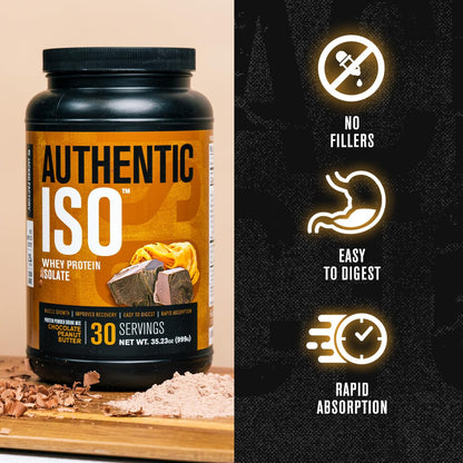 Jacked Factory Authentic ISO Grass Fed Whey Protein Isolate Powder - Low Carb, Non-GMO Muscle Building Protein w/No Fillers, Post Workout Recovery, Chocolate Peanut Butter - 25 Servings - PrimeBioHealth - canada supplements