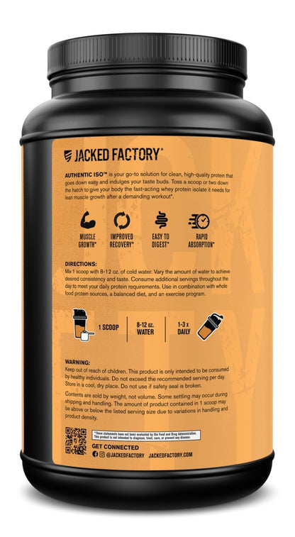 Jacked Factory Authentic ISO Grass Fed Whey Protein Isolate Powder - Low Carb, Non-GMO Muscle Building Protein w/No Fillers, Post Workout Recovery, Chocolate Peanut Butter - 25 Servings - PrimeBioHealth - canada supplements