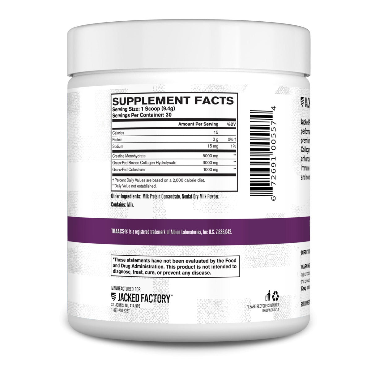 Jacked Factory Creatine for Women - Creatine Monohydrate with Collagen + Colostrum to Support Workout Performance, Lean Muscle Growth, Healthy Hair, Skin, - PrimeBioHealth - canada supplements