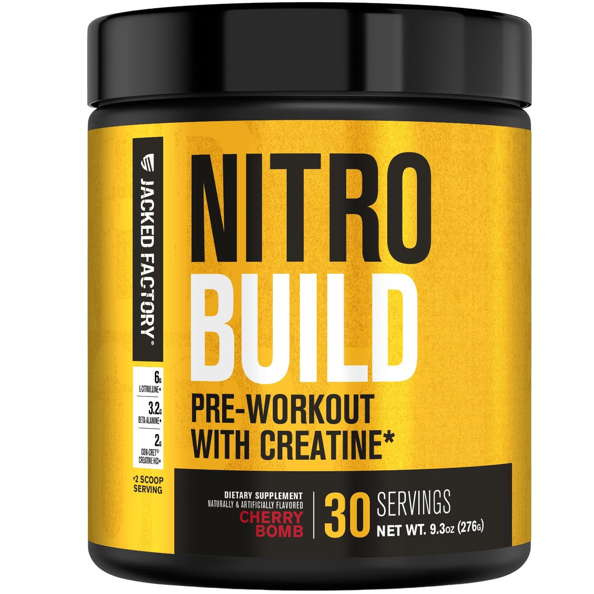 Jacked Factory Nitrosurge Build Pre Workout with Creatine for Muscle Building - Con Cret Creatine Powder & elevATP for Intense Energy, Powerful Pump - PrimeBioHealth - canada supplements