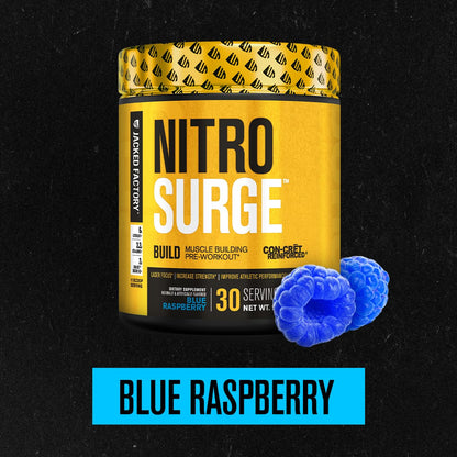 Jacked Factory Nitrosurge Build Pre Workout with Creatine for Muscle Building - Con Cret Creatine Powder & elevATP for Intense Energy, Powerful Pump, - PrimeBioHealth - canada supplements