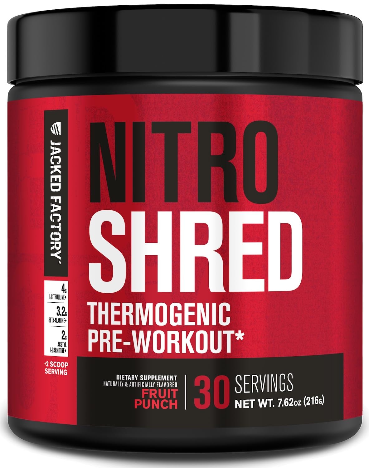 Jacked Factory NITROSURGE Shred Pre Workout Supplement - Energy Booster, Instant Strength Gains, Sharp Focus, Powerful Pumps - Nitric Oxide Booster & PreWorkout Powder - 30Sv, Fruit Punch - PrimeBioHealth - canada supplements