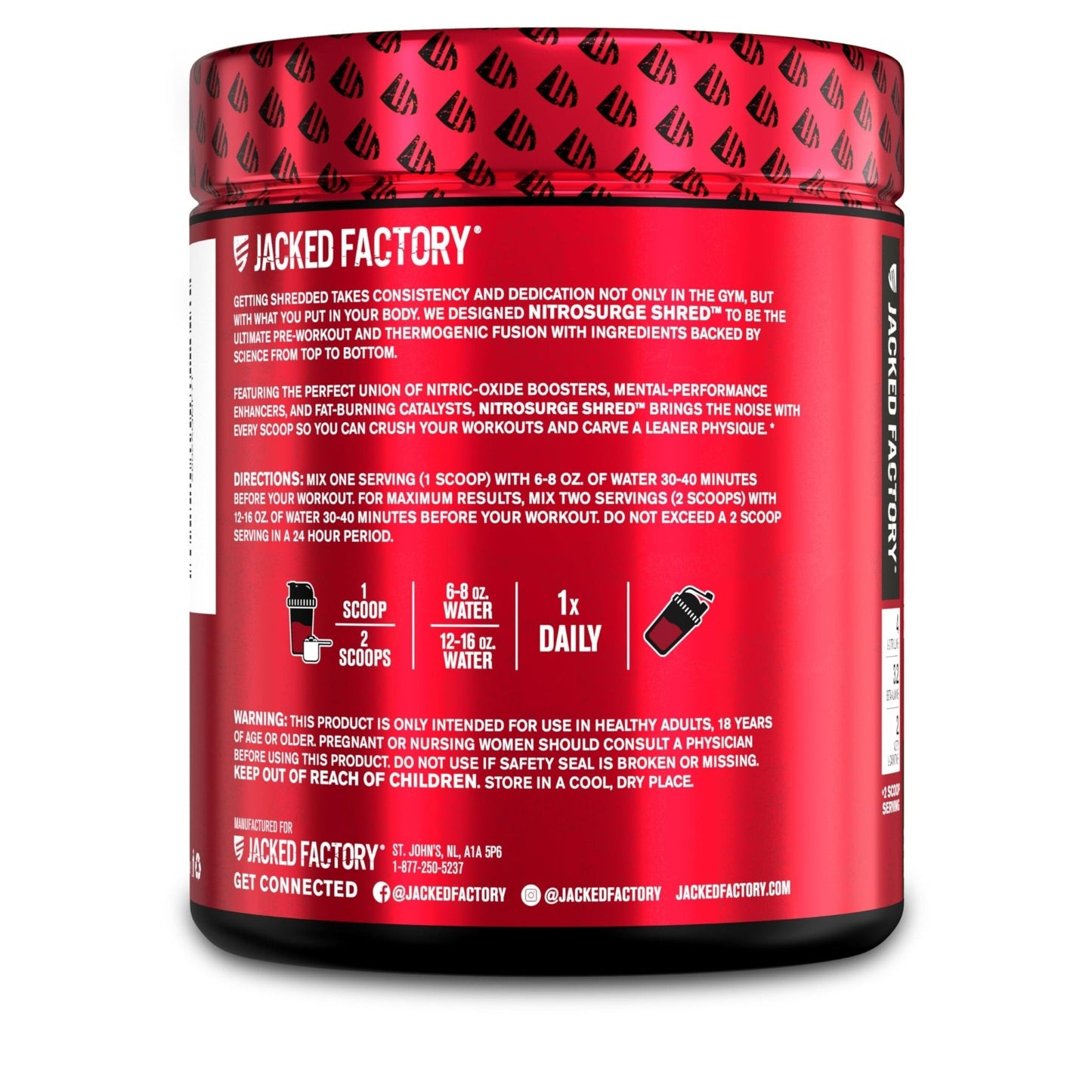 Jacked Factory NITROSURGE Shred Pre Workout Supplement - Energy Booster, Instant Strength Gains, Sharp Focus, Powerful Pumps - Nitric Oxide Booster & PreWorkout Powder - PrimeBioHealth - canada supplements