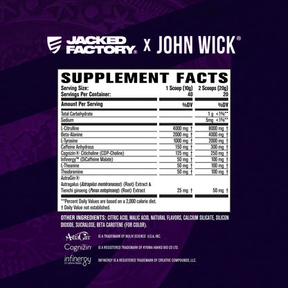 Jacked Factory X John Wick - Wick Mode Pre Workout Powder - Intense Energy, Battle-Ready Focus, Unstoppable Commitment, and Sheer Will - PrimeBioHealth - canada supplements