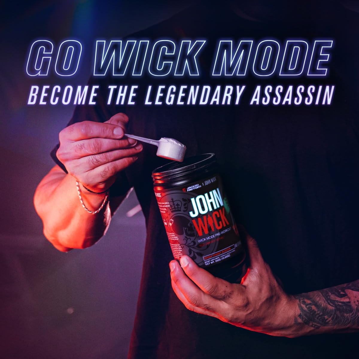 Jacked Factory X John Wick - Wick Mode Pre Workout Powder - Intense Energy, Battle-Ready Focus, Unstoppable Commitment, and Sheer Will - PrimeBioHealth - canada supplements