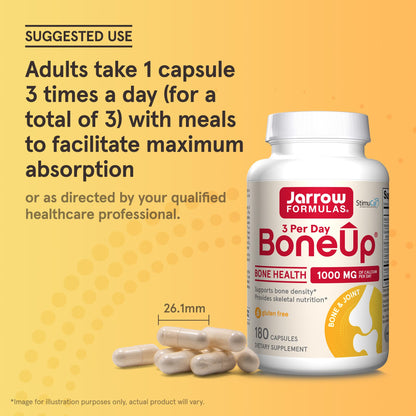 Jarrow Formulas BoneUp Three Per Day for Bone Density and Skeletal Nutrition, Includes Vitamin D3, K2 (as MK-7) and Calcium - PrimeBioHealth - canada supplements