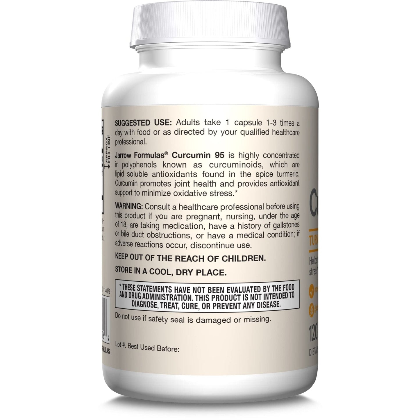 Jarrow Formulas Curcumin 95 Supplement - Turmeric Extract Supplement, 500 mg for Antioxidant & Joint Support, 120 Capsules - PrimeBioHealth - canada supplements