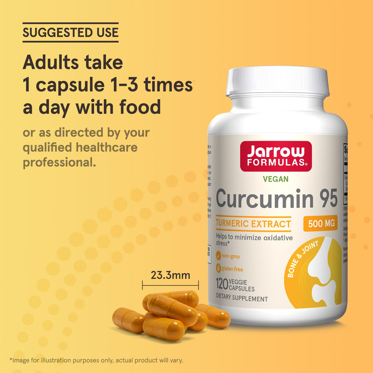 Jarrow Formulas Curcumin 95 Supplement - Turmeric Extract Supplement, 500 mg for Antioxidant & Joint Support, 120 Capsules - PrimeBioHealth - canada supplements