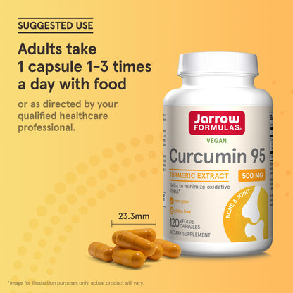 Jarrow Formulas Curcumin 95 Supplement - Turmeric Extract Supplement, 500 mg for Antioxidant & Joint Support, 120 Capsules - PrimeBioHealth - canada supplements