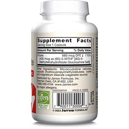 Jarrow Formulas Extra Strength Methyl Folate 400 mcg, Dietary Supplement for Cardiovascular and Neurologic Health Support - PrimeBioHealth - canada supplements