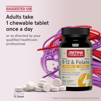 Jarrow Formulas Methyl B-12 & Methyl Folate, Bioactive Vitamin B9 & Vitamin B12 Supplement, Supports Cellular Energy Production, Healthy Brain Function & Metabolism - PrimeBioHealth - canada supplements