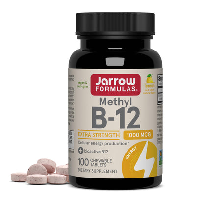 Jarrow Formulas Methyl Vitamin B-12 1000 mcg, 100 Chewable Tablets, Lemon Flavored- Bioactive B12 Vitamin - Supports Cellular Energy Production - PrimeBioHealth - canada supplements