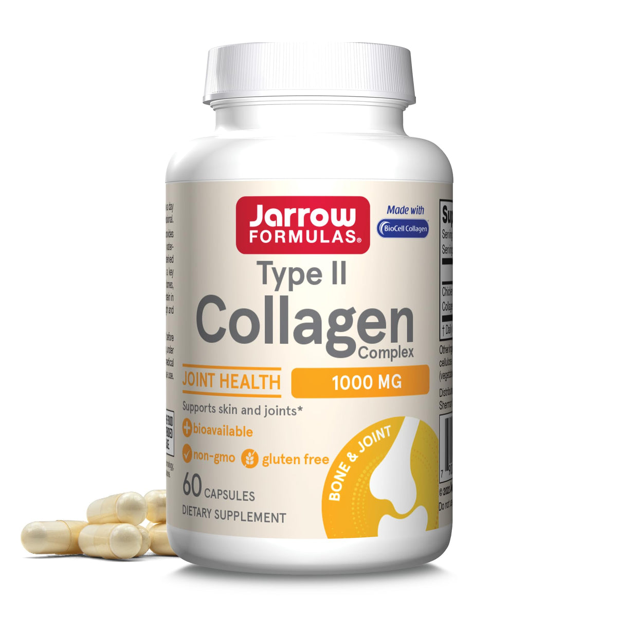 Jarrow Formulas® Type II Collagen Complex 1000 mg Supplements, Supports Skin and Joint Health, 60 Capsules, 30 Day Supply - PrimeBioHealth - canada supplements