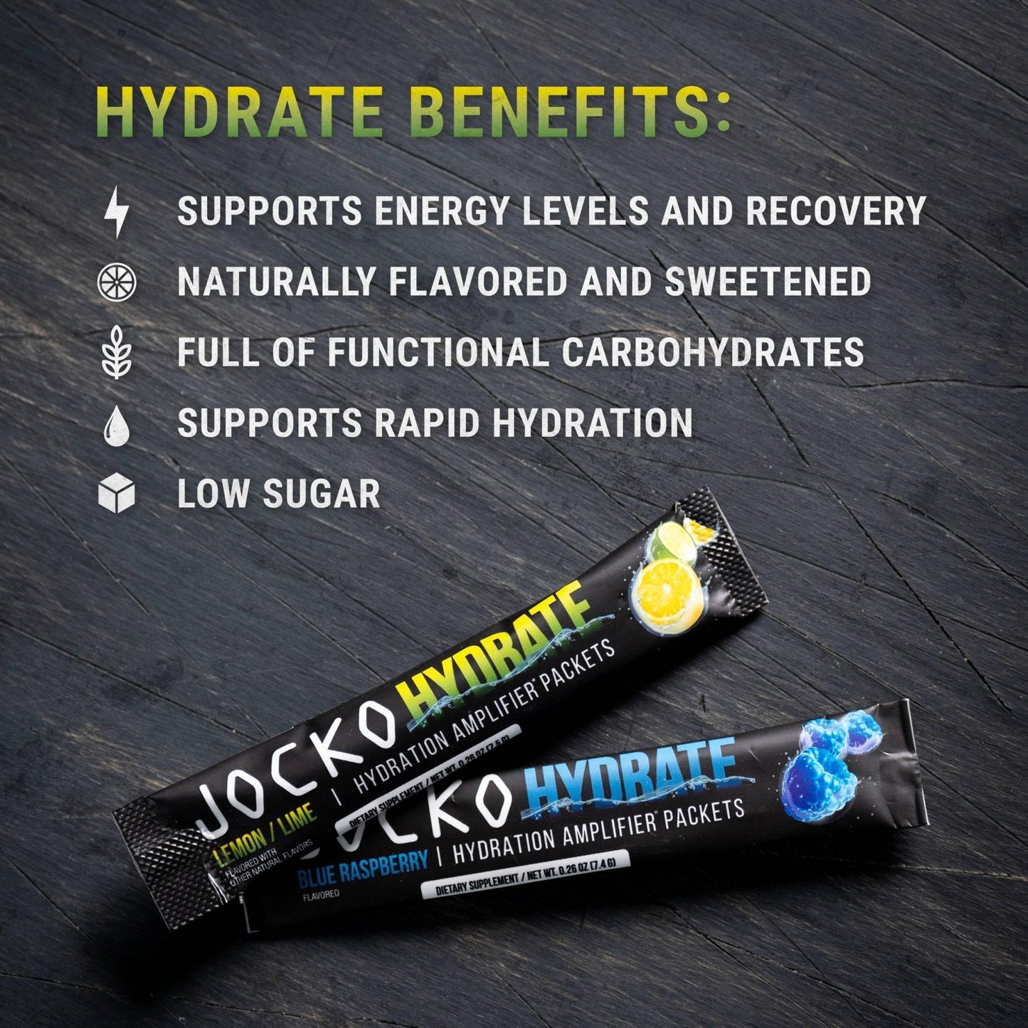 Jocko Fuel Hydrate Electrolytes Powder Packets Low Sugar - Hydration Amplifier Packets for Recovery, Dehydration, & Exercise - with Vitamins B6, B12 & C - PrimeBioHealth - canada supplements