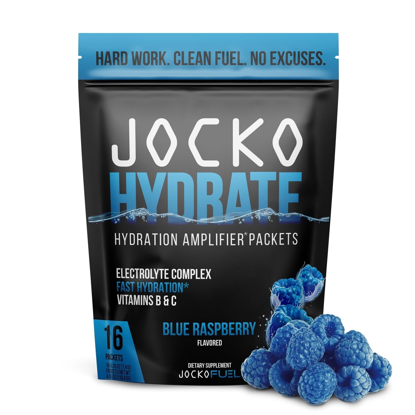 Jocko Fuel Hydrate Electrolytes Powder Packets Low Sugar - Hydration Amplifier Packets for Recovery, Dehydration, & Exercise - with Vitamins B6, B12 & C - PrimeBioHealth - canada supplements