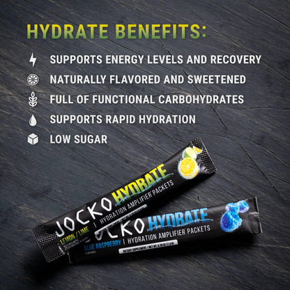 Jocko Fuel Packets Low Sugar - Hydration Amplifier Packets for Recovery, Dehydration, & Exercise - with Vitamins B6, B12 & C (16 Packets) Lemon Lime - PrimeBioHealth - canada supplements