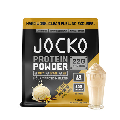 Jocko Fuel Whey Protein Powder, Vanilla Milkshake, 22g Protein, Digestive Enzymes + Probiotic Blend, No Sugar Added, with Essential Amino Acids + Electrolyte Minerals, 28 Servings - PrimeBioHealth - canada supplements