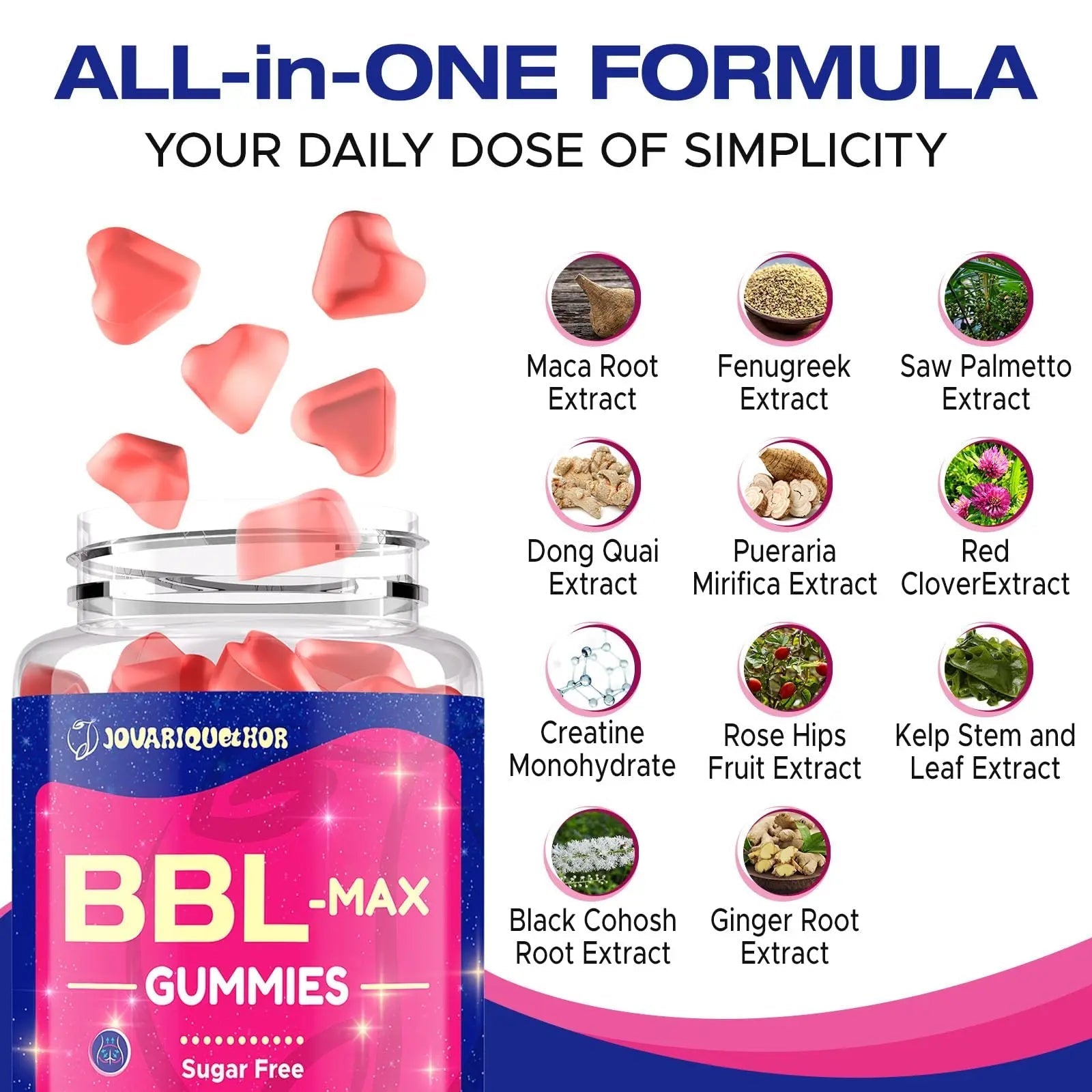 Jovariquethor Booty Gummies for Women - BBL Gummies with Multivitamins and Herbal Extracts - Peach Flavor - 60 Count - PrimeBioHealth - canada supplements