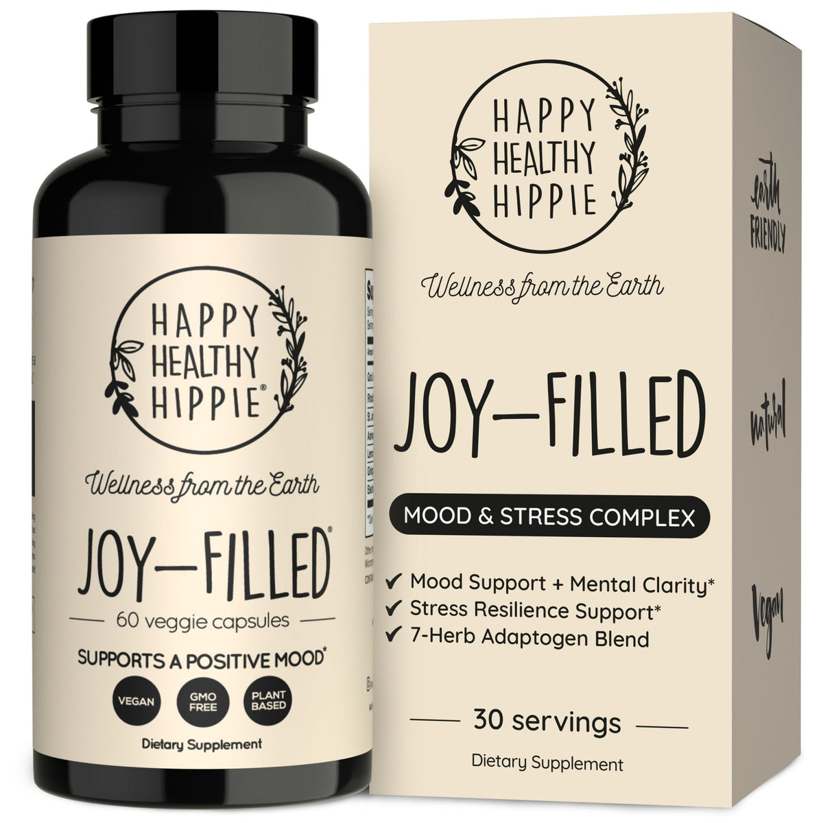 Joy-Filled Mood Support Supplement - 7 Herb Complex + St. Johns Wort | Stress Relief – Helps Calm The Mind & Body | 100% Plant-Based Happy Pills - PrimeBioHealth - canada supplements