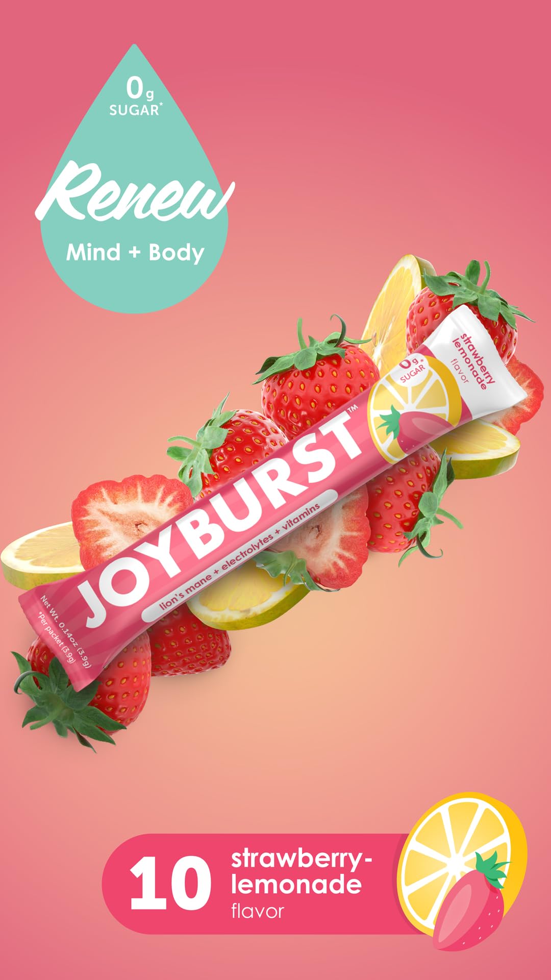 Joyburst Sugar Free Electrolytes Powder Packets, Instant Hydration Drink Mix Sticks, Variety Pack (10 Watermelon, 10 Strawberry Lemonade), Rehydrate On-The-Go - PrimeBioHealth - canada supplements