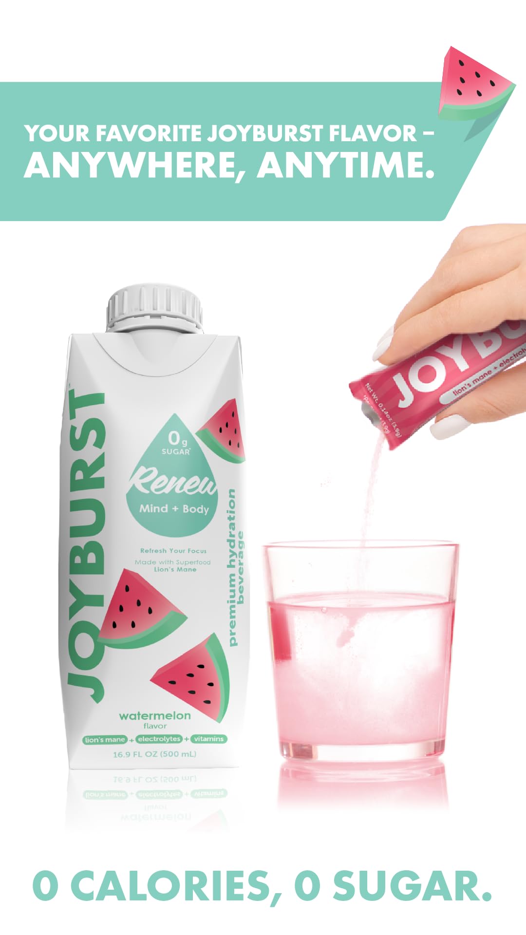 Joyburst Sugar Free Electrolytes Powder Packets, Instant Hydration Drink Mix Sticks, Variety Pack (10 Watermelon, 10 Strawberry Lemonade), Rehydrate On-The-Go - PrimeBioHealth - canada supplements