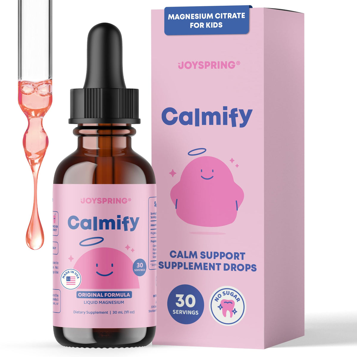 JoySpring Calmify Magnesium Citrate Liquid for Kids - Sugar-Free, Gluten-Free Calming Supplement with Chamomile - PrimeBioHealth - canada supplements